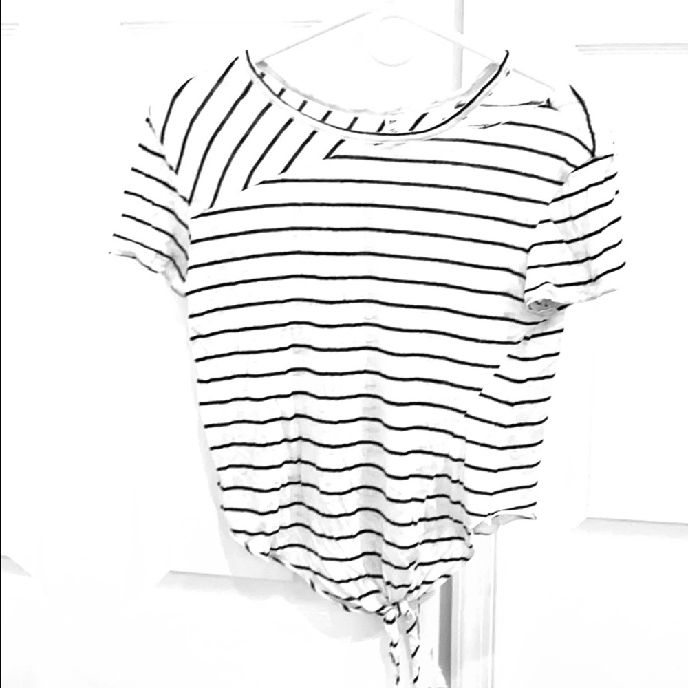White with black striped t-shirt